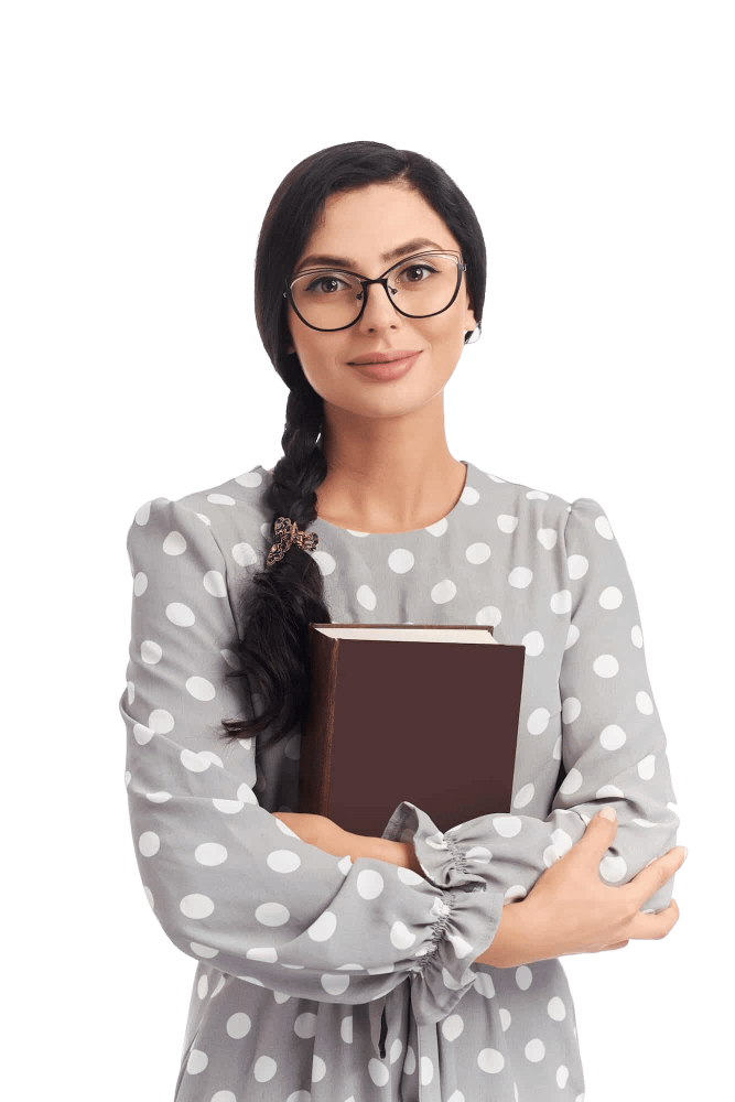 student with glasses holding books preparing for an exam